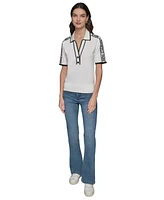 Karl Lagerfeld Paris Women's Logo-Tape Polo Sweater