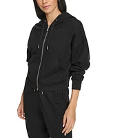 Calvin Klein Women's Fleece Crop Zip-Front Long-Sleeve Hoodie