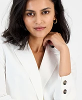 Kasper Women's Linen Blend Notched-Collar 3/4-Sleeve Jacket, Regular & Petite
