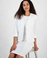 Kasper Women's Collarless Open-Front Cuffed Jacket, Regular & Petite Sizes