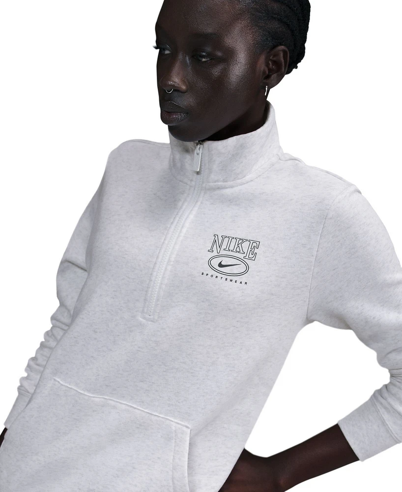 Nike Sportswear Women's Club Fleece Mock-Neck 1/2-Zip Logo Top