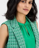 Kasper Women's Tweed Open-Front Notch-Collar Vest