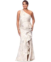 Xscape Women's Metallic Jacquard One-Shoulder Gown