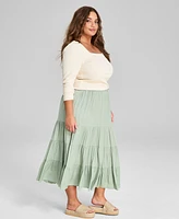 And Now This Plus Pull-On Tiered Midi Skirt