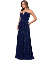 Xscape Women's Sequined Plunge-Neck Sleeveless Gown