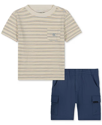 Calvin Klein Baby Striped T-Shirt & Cargo Shorts, 2 Piece Set