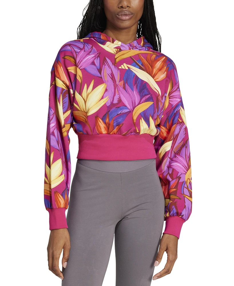 adidas X Farm Rio Women's Cotton Printed Cropped Hoodie