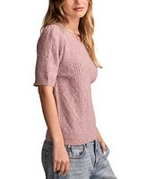 Lucky Brand Women's Puff-Sleeve Pointelle Sweater