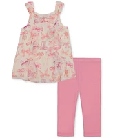 Kids Headquarters Baby Girls 2-Pc. Bow-Print Tunic & Capri Leggings Set