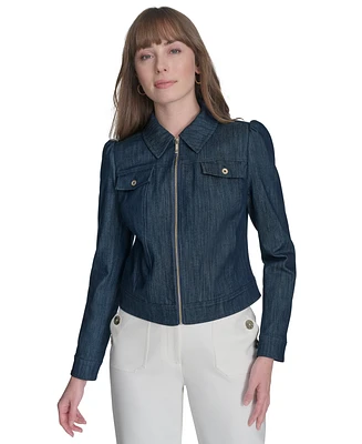 Tommy Hilfiger Women's Denim Zip-Front Trucker Jacket