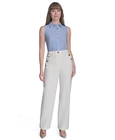 Tommy Hilfiger Women's Striped Sleeveless Button-Up Blouse