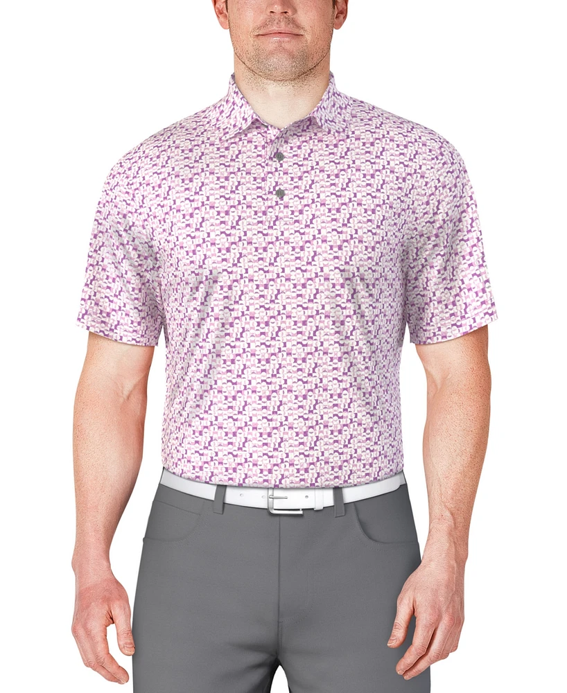 Pga Tour Men's Classic-Fit Geo-Print Golf Polo Shirt