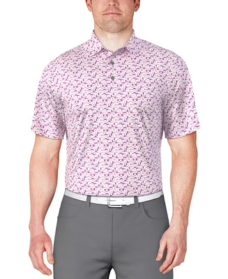 Pga Tour Men's Classic-Fit Geo-Print Golf Polo Shirt
