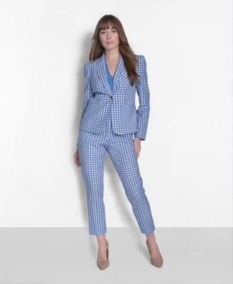 Tommy Hilfiger Womens V Neck Sleeveless Sweater Gingham Sloane Ankle Pants One Button Jacket