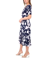 Msk Petite Printed Short-Sleeve Midi Dress