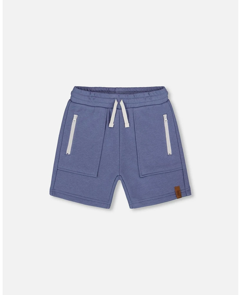 Deux par Big Boys French Terry Zip Pocket Shorts Pale Mauve Blue