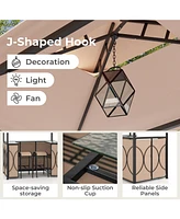 Gouun 3-Piece Patio Bar Set Grill Gazebo & 2 Bar Stools with Tempered Glass Bar Table