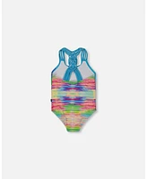 Deux par Girls Printed One-Piece Swimsuit Multicolored