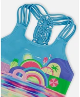 Deux par Girls Printed One-Piece Swimsuit Multicolored