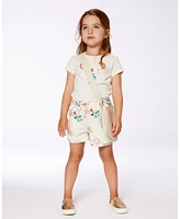 Deux par Toddler Girls Printed French Terry Short Off-White And Koala - Toddler|Child