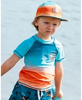 Deux par Boys Short Sleeve Rashguard Navy Blue, Turquoise, And Orange