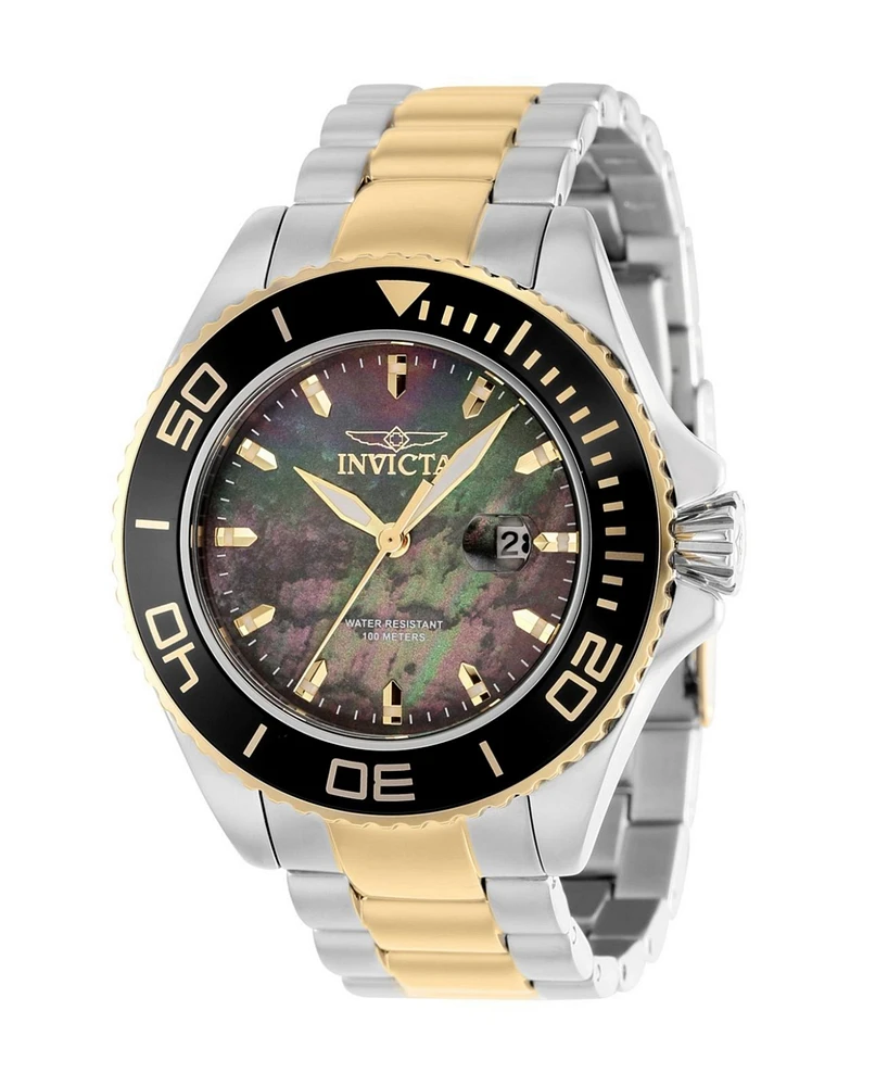 Invicta Men's 37432 Pro Diver Quartz 3 Hand Black, Gold Dial Watch