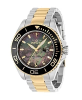 Invicta Men's 37432 Pro Diver Quartz 3 Hand Black, Gold Dial Watch