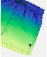 Deux par Baby Boys Swim Trunks Blue, Green, And Lime Gradient