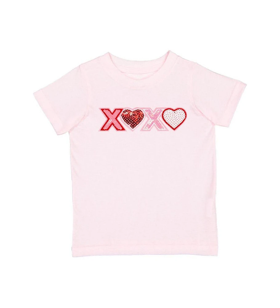 Sweet Wink Toddler Girls Xoxo Sequin Patch Valentine's Day Short Sleeve T-Shirt