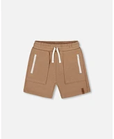 Deux par Boy French Terry Zip Pocket Shorts Beige - Child