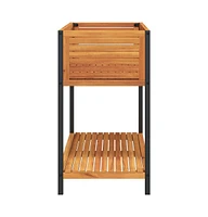 Garden Planter with Shelf 43.3"x17.7"x31.5" Solid Wood Acacia and Steel