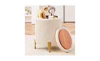 Round Vanity Stool Chair with 23Qt Storage and Padded Seat