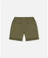 Deux par Toddler Boys Stretch Twill Short Dark Olive Green - Toddler|Child