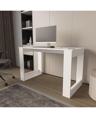 Fm Furniture Aurora Writing Computer Desk with Ample Work Surface, White