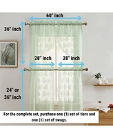 Hlc.me Jolene Floral Rod Pocket Lace Semi Sheer Voile Short Valance for Small Windows, Kitchen & Bathroom