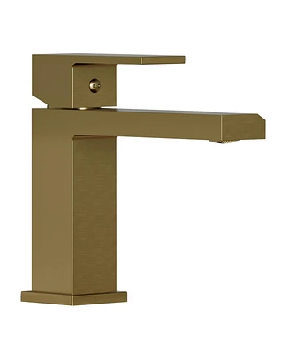 Single-Handle Single-Hole Modern Bathroom Faucet For Sink Drip-Free Vanity Brushed Gold