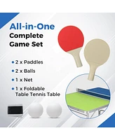 Foldable Ping Pong Table Game Set Mini Table Tennis Table with Adjustable Height