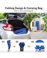 Portable Folding Picnic Double Chair With Umbrella