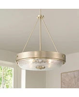 Carmine 16 3/4" Modern Pendant Chandelier Ceiling Light Fixture Dining Room Over Table Kitchen Island Foyer Bowl Hanging Round Brass Finish Glass Hall