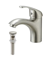 Single-Handle Single-Hole Modern Bathroom Faucet For Sink Drip-Free Vanity Brushed Nickel