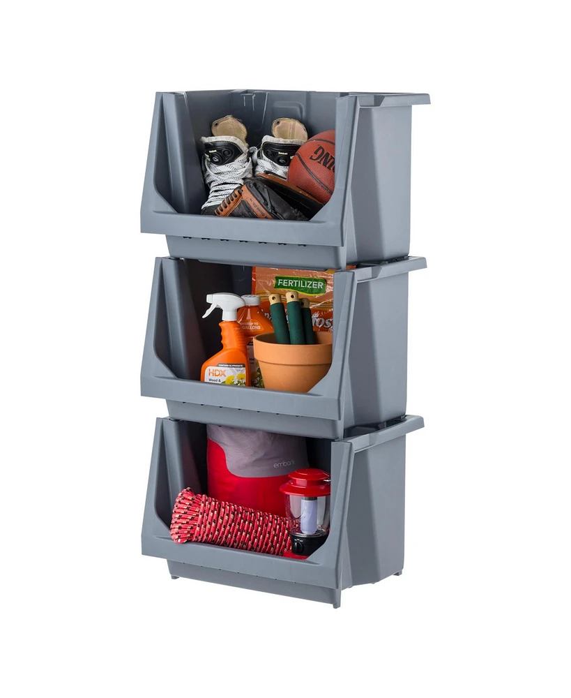 Iris Usa Medium Stackable Storage Bins Open Front, Heavy Duty Garage Organization