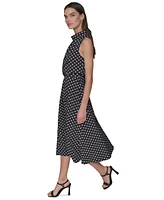 Karl Lagerfeld Paris Women's Printed Mock-Neck Midi Dress
