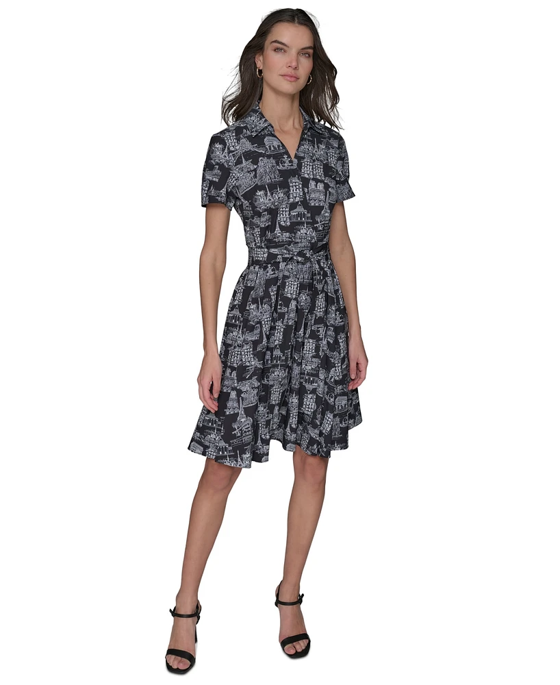 Karl Lagerfeld Paris Women's Paris Toile Tie-Waist Dress