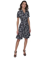 Karl Lagerfeld Paris Women's Toile Tie-Waist Dress