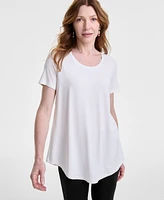 Jm Collection Women's Solid Scoop-Neck Short Sleeve Top, Created for Macy's