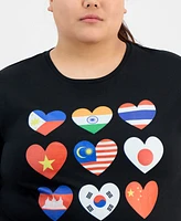 Hybrid Apparel Trendy Plus Aapi Hearts Graphic Tee