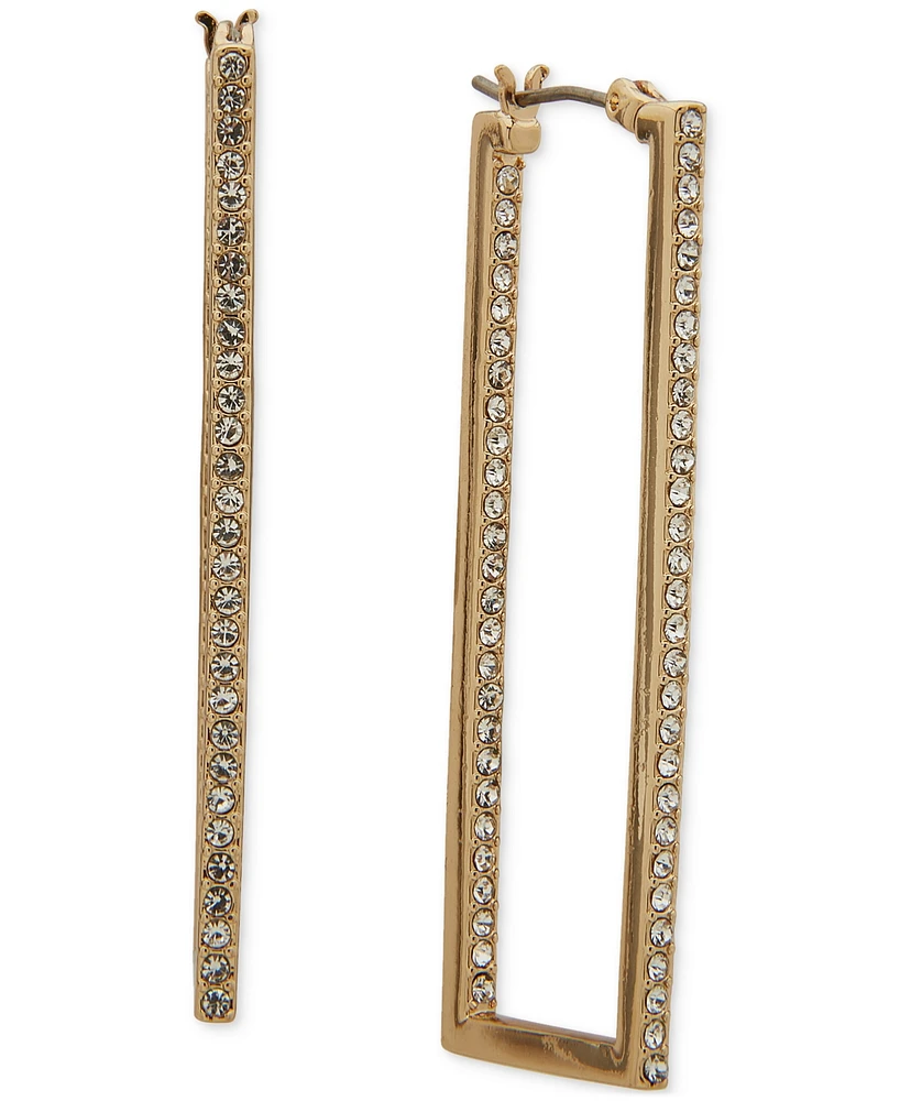 Karl Lagerfeld Paris Crystal Rectangular Medium Hoop Earrings, 1.81"