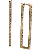 Karl Lagerfeld Paris Crystal Rectangular Medium Hoop Earrings, 1.81"