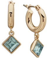 Karl Lagerfeld Paris Gold-Tone Stone Dangling Huggie Hoop Earrings, 0.3"