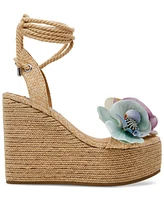 Steve Madden Women's Petal Floral Lace-Up Wedge Sandals